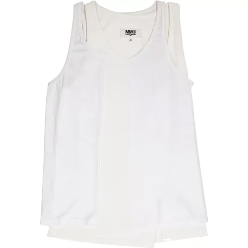 Weiße Baumwoll-Crew-Neck-Tank-Top - MM6 Maison Margiela - Modalova