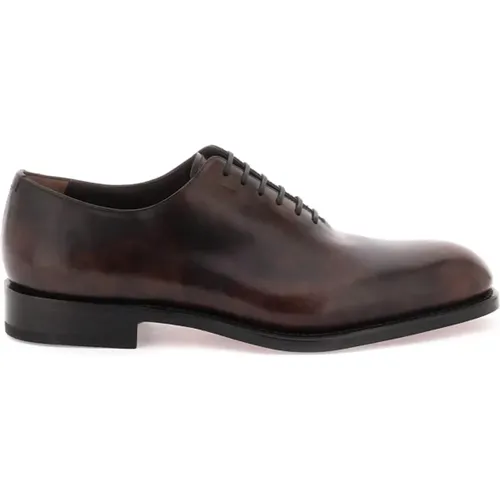 Shiny Leather Oxford Lace-ups with Color Shading , male, Sizes: 7 UK, 6 UK, 8 UK - Salvatore Ferragamo - Modalova