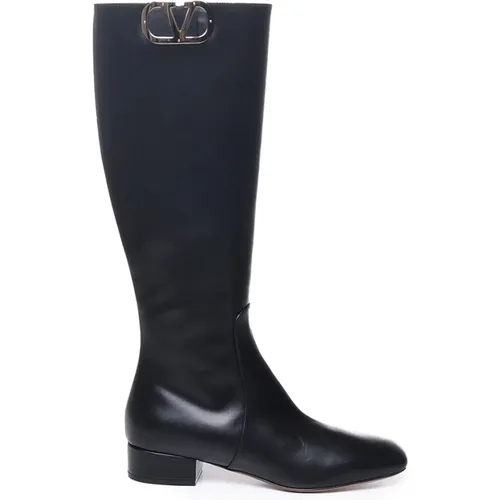 Calfskin Knee High Boots , female, Sizes: 5 UK - Valentino Garavani - Modalova
