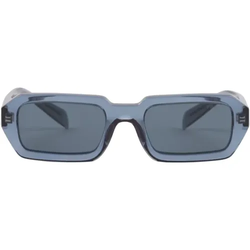 Blaue Transparente Quadratische Acetat-Sonnenbrille - Prada - Modalova