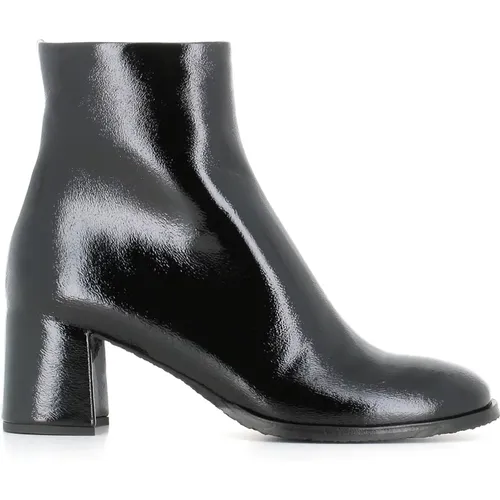 Schwarze Lederstiefel mit Reißverschluss , Damen, Größe: 37 1/2 EU - DEL CARLO - Modalova