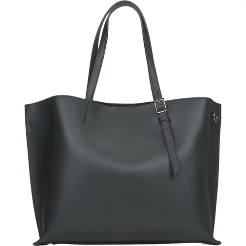 Schwarze Shopper Tasche aus Italienischem Leder , Damen, Größe: ONE Size - Estro - Modalova