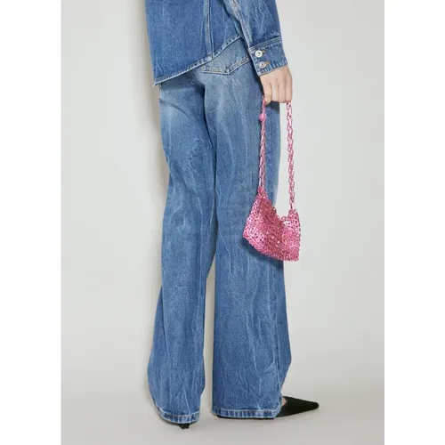 Ausgestellte Jeans mit verziertem Bund , Damen, Größe: W28 - Paco Rabanne - Modalova