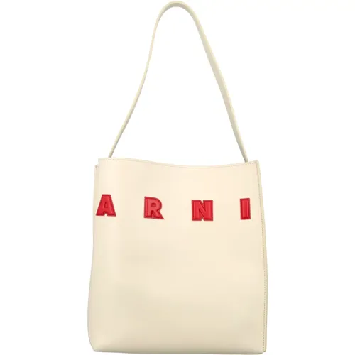 Ivory Red Small Museum Tote Bag , female, Sizes: ONE SIZE - Marni - Modalova