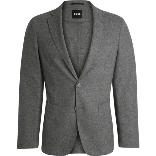 Slim Fit Flanelljacke Grau P-Hanry-244 , Herren, Größe: L - Hugo Boss - Modalova