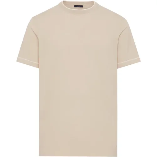 Baumwoll-Crêpe-Strick T-Shirt , Herren, Größe: M - Boggi Milano - Modalova