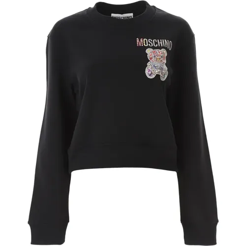 Cropped Teddy Jewel Sweatshirt - Moschino - Modalova