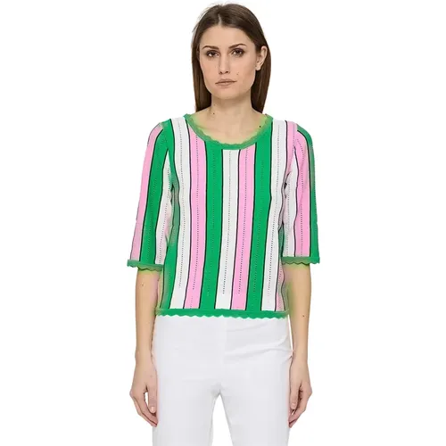 Striped Short Sleeve T-Shirt , female, Sizes: L - Moschino - Modalova