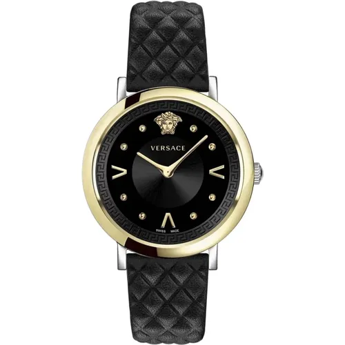 Pop Chic Lady Black Leather Watch , female, Sizes: ONE SIZE - Versace - Modalova