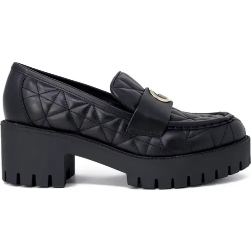 Schwarze Leder Slip-On Schuhe , Damen, Größe: 35 EU - Guess - Modalova