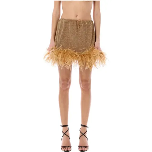 Feather Mini Skirt , female, Sizes: S/M - Oseree - Modalova