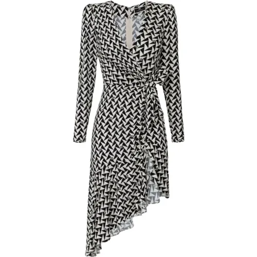 Asymmetrisches Midi-Kleid mit geometrischem Muster , Damen, Größe: S - Elisabetta Franchi - Modalova