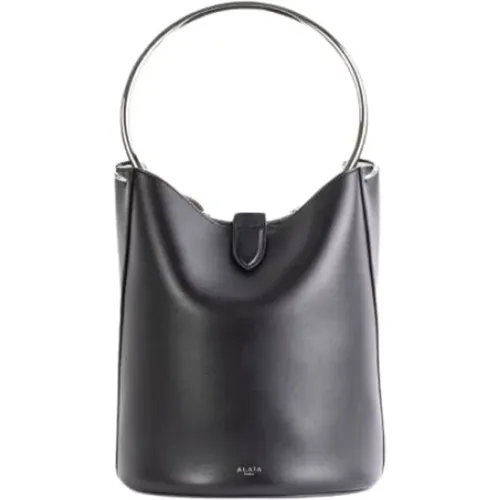 Schwarze Leder Bucket Bag mit Ringgriff - Alaïa - Modalova