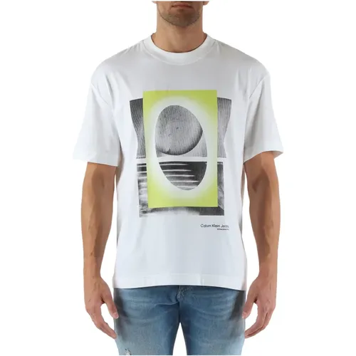 Baumwoll Front Print T-shirt , Herren, Größe: L - Calvin Klein Jeans - Modalova