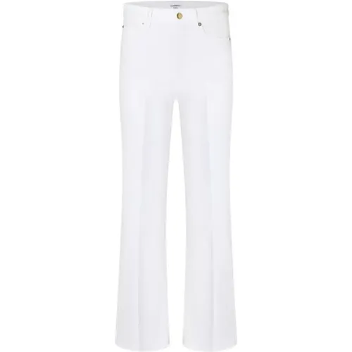 Weiße Flared Jeans mit Fransensaum - CAMBIO - Modalova
