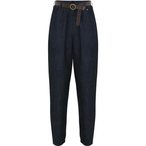 Baggy-Jeans mit elastischem Bund und Gürtel , Damen, Größe: M - Kocca - Modalova