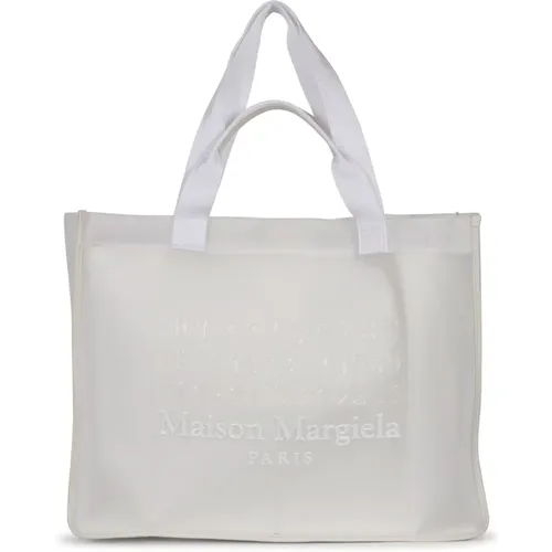 Einkaufstasche Groß,Weiße Stepp-Tote-Tasche mit Logo - Maison Margiela - Modalova