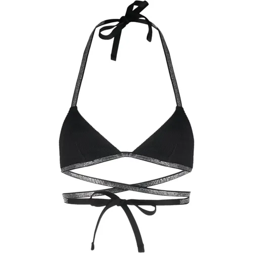 Schwarzes Bikini-Oberteil mit Strasssteinen , Damen, Größe: S - Heron Preston - Modalova