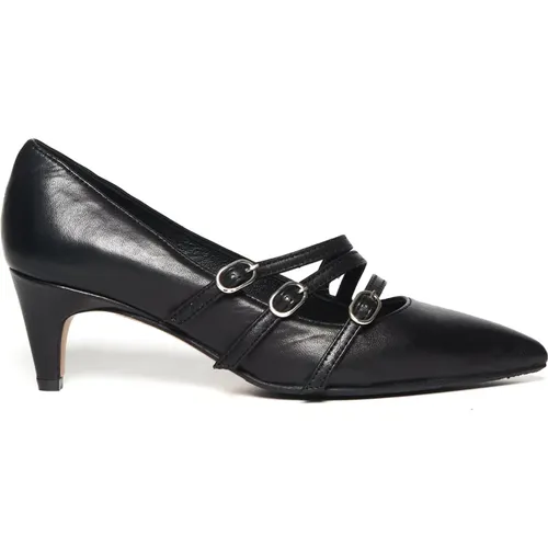 Schwarze Leder De2412 Dekolleté Schuhe , Damen, Größe: 37 1/2 EU - L'ARIANNA - Modalova