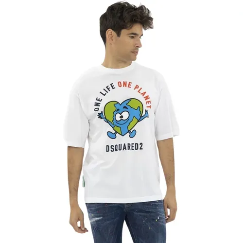 Buddy Earth T-Shirt , Herren, Größe: L - Dsquared2 - Modalova