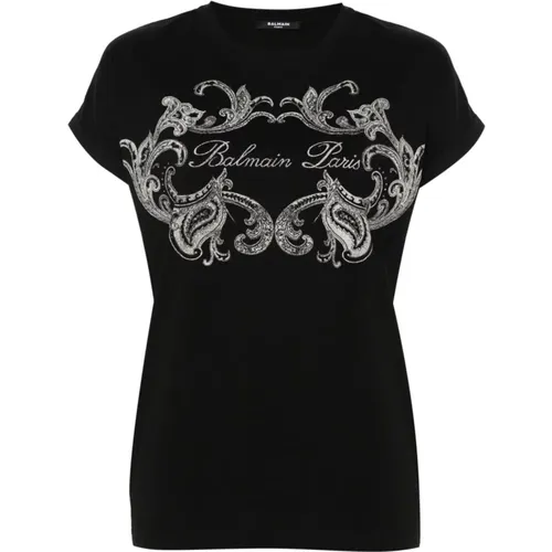 Cachemir Print T-Shirt , female, Sizes: M, S, XS - Balmain - Modalova