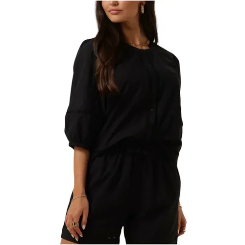 Schwarze Bluse Mscherendia 2/4 Trendiger Stil , Damen, Größe: S - moss copenhagen - Modalova