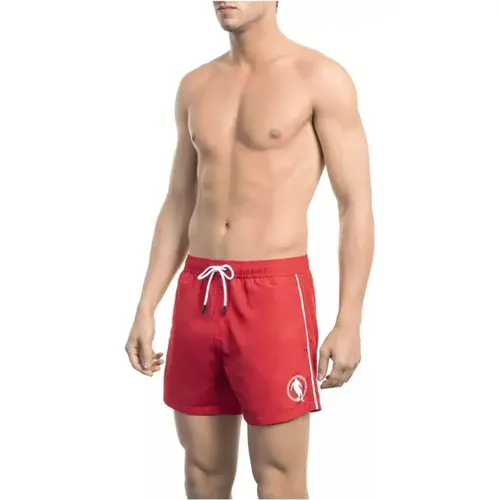 Rote Badehose mit dynamischem Frontdruck , Herren, Größe: 2XL - Bikkembergs - Modalova