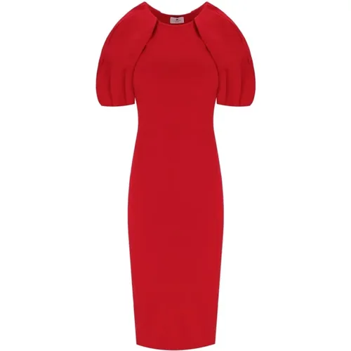 Rotes Leidenschaftliches Strick-Midi-Kleid - Elisabetta Franchi - Modalova