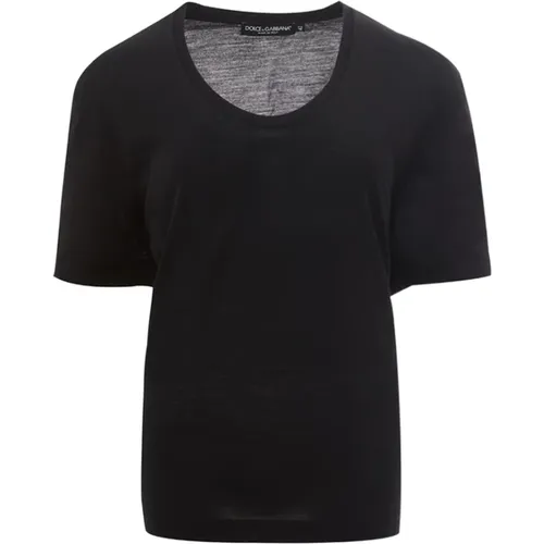 Wool Regular Fit T-shirt , female, Sizes: M - Dolce & Gabbana - Modalova
