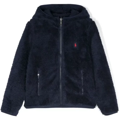 Navy Blauer Fleece Kapuzenreißverschluss Pullover - Polo Ralph Lauren - Modalova