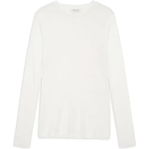 Long Sleeve Ivory T-Shirt Modal Cashmere , female, Sizes: S - Anine Bing - Modalova