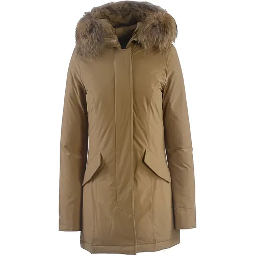 Technical Fabric Parka with Detachable Raccoon Fur Hood , female, Sizes: S, M - Woolrich - Modalova