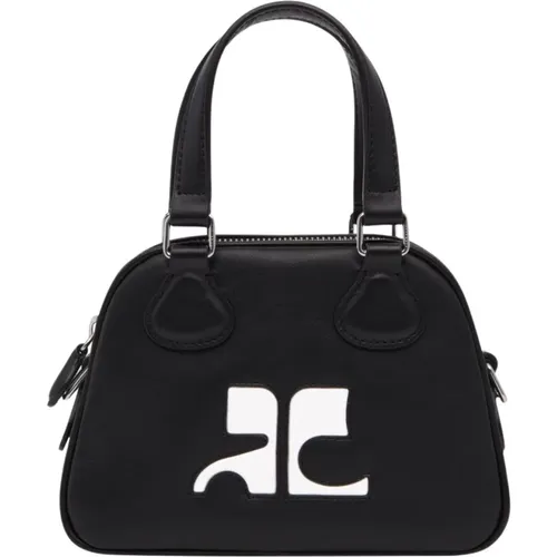 Mini Leder Bowlingtasche,Bowlingtasche mit Monogramm-Patch - Courrèges - Modalova