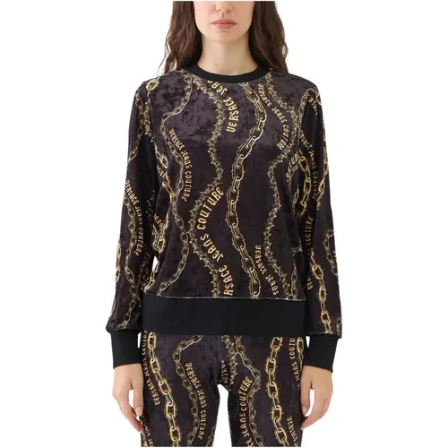 Velvet Chain Print Necklace Top , female, Sizes: S, XL - Versace Jeans Couture - Modalova