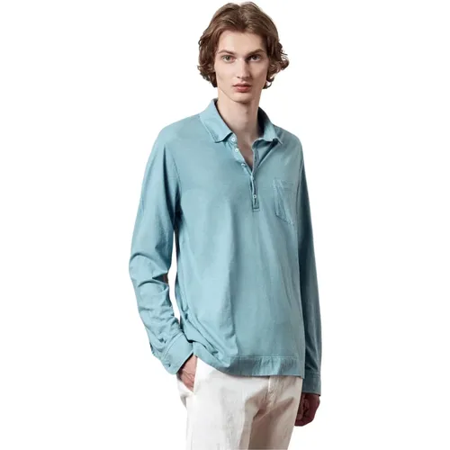Leichtes Baumwoll-Poloshirt mit Brusttasche , Herren, Größe: L - Massimo Alba - Modalova