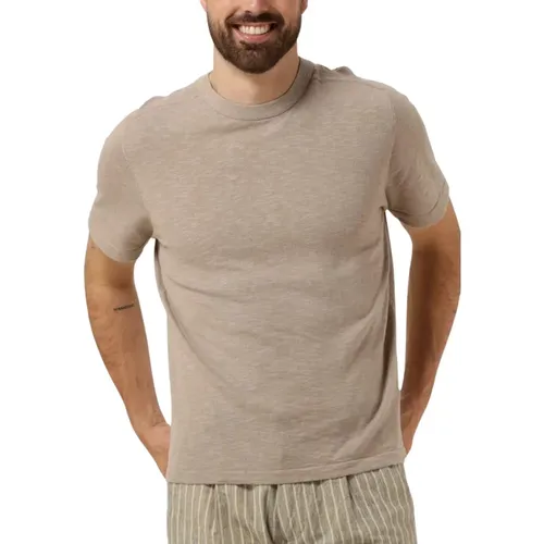 Herren Polo & T-Shirt Leinen Tee,Grünes Leinenstrick-T-Shirt - Selected Homme - Modalova