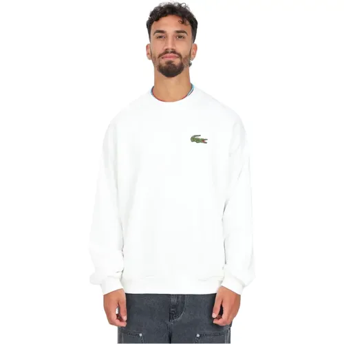 Weißer Pullover Urbaner Stil Badge , Herren, Größe: M - Lacoste - Modalova