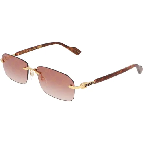 Rectangular Metal Frame Sunglasses , unisex, Sizes: M/L - Gucci - Modalova