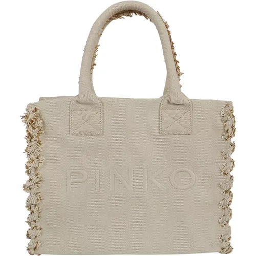 Beach Shopping Canvas Tote Bag , female, Sizes: ONE SIZE - pinko - Modalova