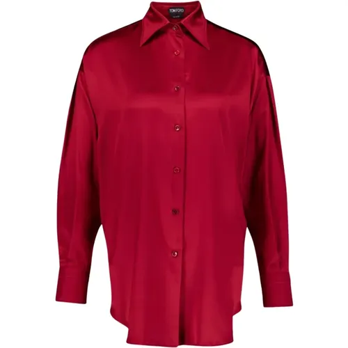 Luxurious Silk Satin Shirt , female, Sizes: 2XS - Tom Ford - Modalova
