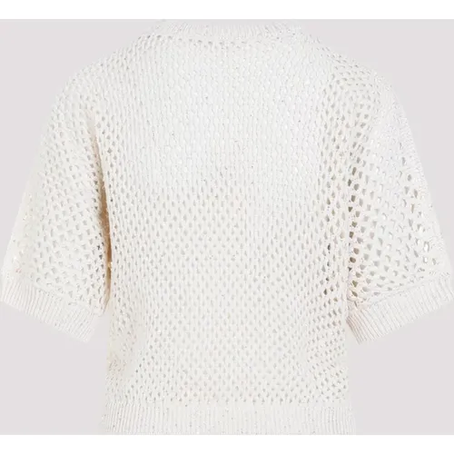 Cotton Mesh Sweater with Paillettes , female, Sizes: 2XS - PESERICO - Modalova