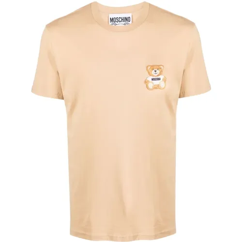 T-shirts and Polos with Appliqué Logo , male, Sizes: XL - Moschino - Modalova