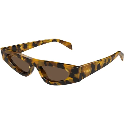 Stylish Yellow Havana/ Sunglasses , female, Sizes: 51 MM - Gucci - Modalova