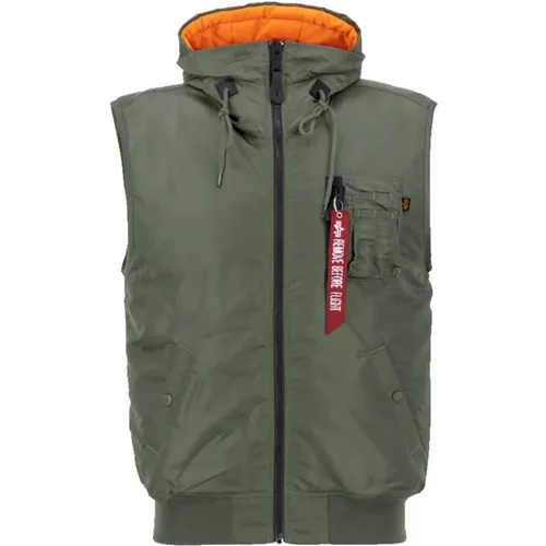 Hooded Ma-1 Vest in Sage , male, Sizes: XL, L, M - alpha industries - Modalova