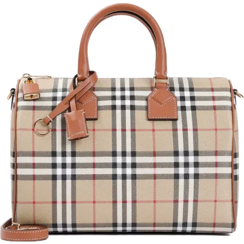 Checkered Handbag with Leather Accents , female, Sizes: ONE SIZE - Burberry - Modalova