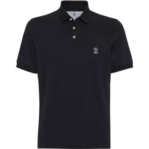 Besticktes Logo Polo T-shirts und Polos , Herren, Größe: XS - BRUNELLO CUCINELLI - Modalova