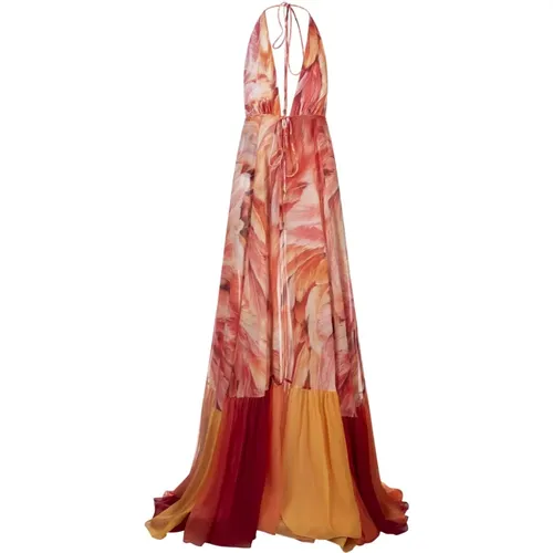 Orange Plumage Ärmelloses Langes Kleid - Roberto Cavalli - Modalova