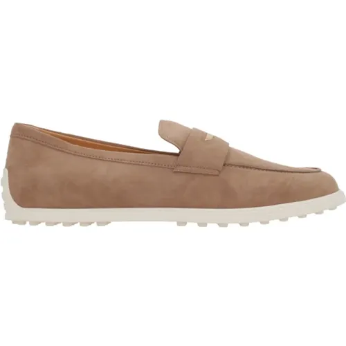 Braune Wildleder Penny Loafer Schuhe , Damen, Größe: 38 EU - TOD'S - Modalova