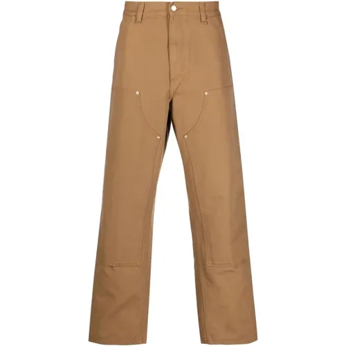 Braune Logo Hose mit Reißverschluss und Knopfverschluss , Herren, Größe: W29 - Carhartt WIP - Modalova