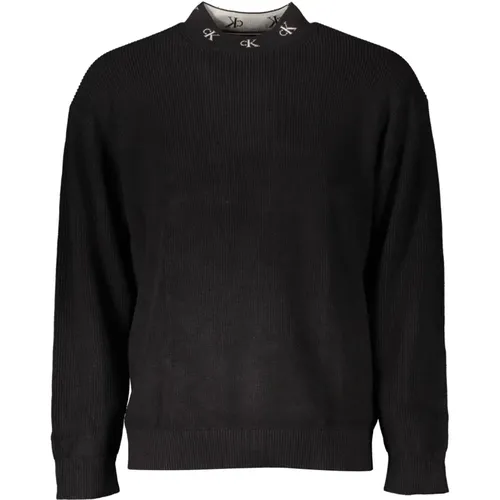 Schwarzer Baumwollpullover mit Stickerei , Herren, Größe: 2XL - Calvin Klein - Modalova